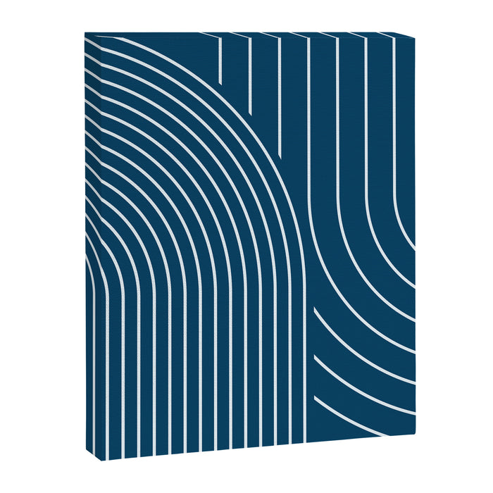 Geometric Lines in night Blue 16 (Rainbow Abstract) Canvas Print Gallery Image 1