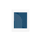 Geometric Lines in night Blue 16 (Rainbow Abstract) Art Print Gallery Image 1