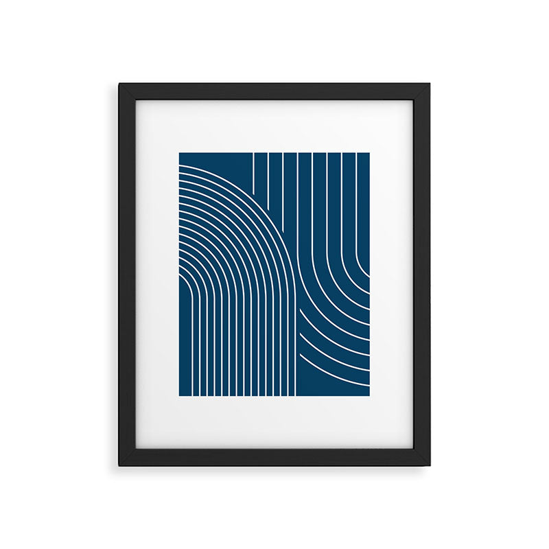 Geometric Lines in night Blue 16 (Rainbow Abstract) Framed Art Print Gallery Image 6