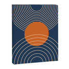 Geometric Lines in Orange and Navy Blue 2 (Sun and Rainbow Abstract) Canvas Print Gallery Image 8
