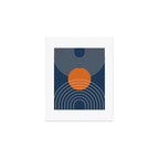 Geometric Lines in Orange and Navy Blue 2 (Sun and Rainbow Abstract) Art Print Gallery Image 1