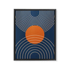 Geometric Lines in Orange and Navy Blue 2 (Sun and Rainbow Abstract) Framed Canvas Print Gallery Image 8