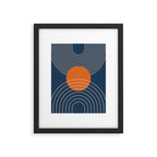Geometric Lines in Orange and Navy Blue 2 (Sun and Rainbow Abstract) Framed Art Print Gallery Image 4