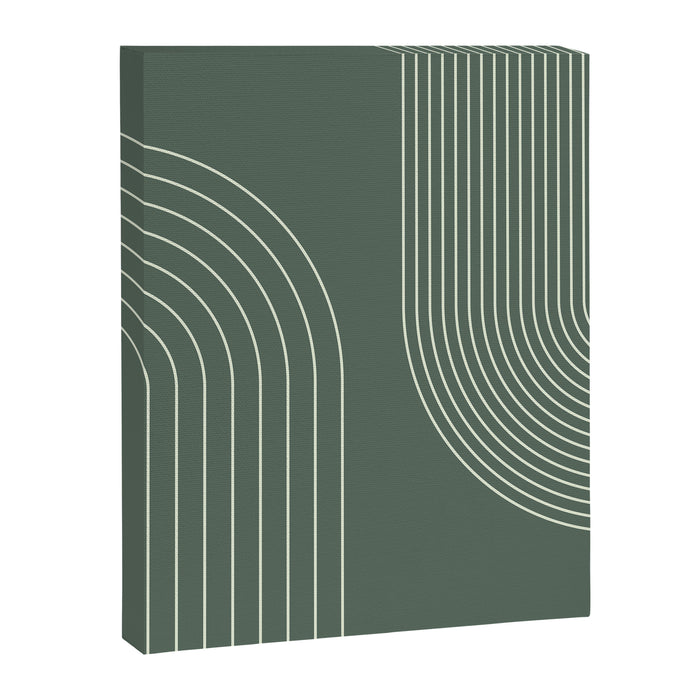 Geometric Lines in Sage Green 5 (Rainbow Abstraction) Canvas Print Gallery Image 1