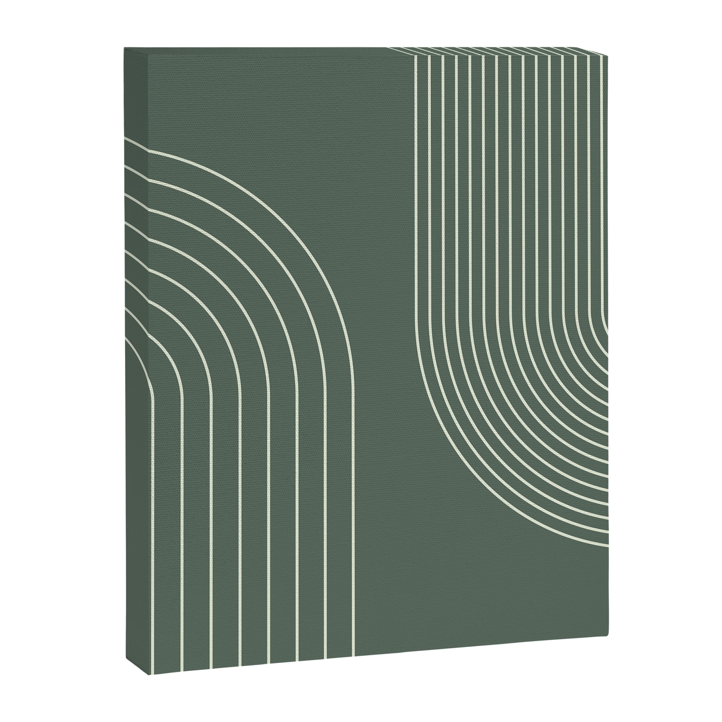 Geometric Lines in Sage Green 5 (Rainbow Abstraction) Canvas Print Gallery Image 8