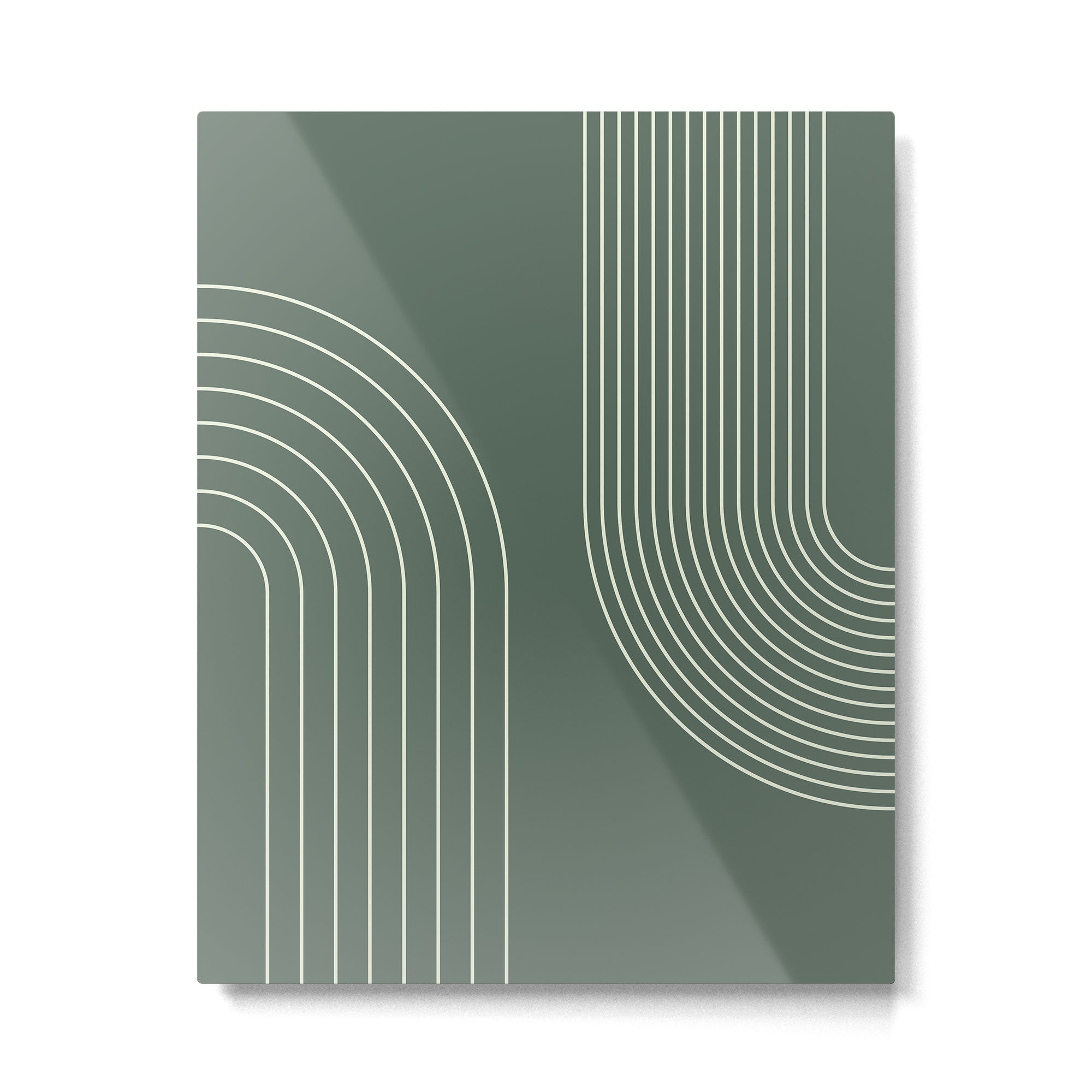 Geometric Lines in Sage Green 5 (Rainbow Abstraction) Metal Print Gallery Image 6