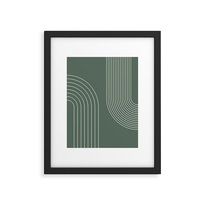 Geometric Lines in Sage Green 5 (Rainbow Abstraction) Framed Art Print Gallery Image 6