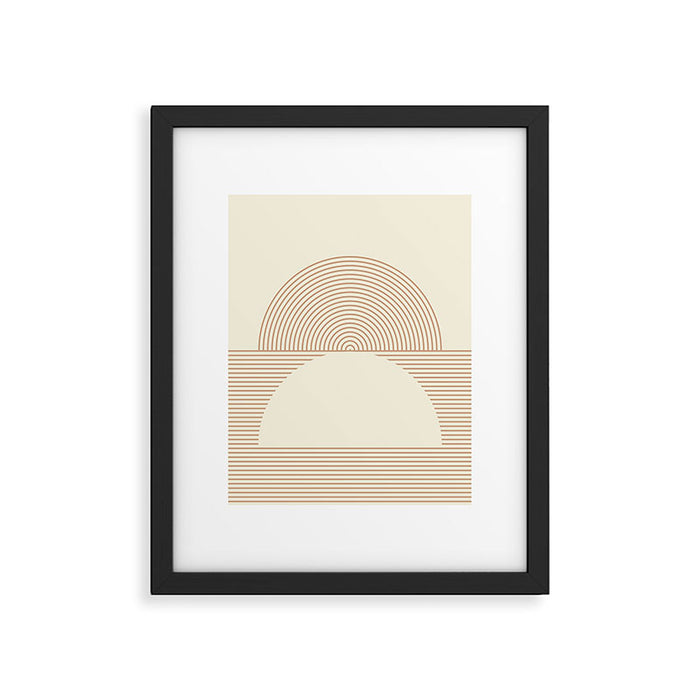 Geometric lines in Shades of Coffee and Latte 4 (Sunrise and Sunset) Framed Art Print Gallery Image 1