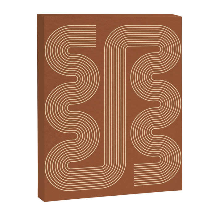 Geometric Lines in Terracotta and Beige 76 (Mid century Midern Rainbow Abstract) Canvas Print Gallery Image 1