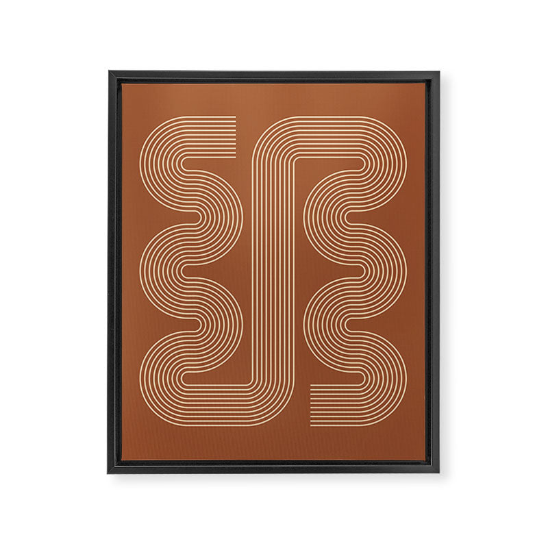 Geometric Lines in Terracotta and Beige 76 (Mid century Midern Rainbow Abstract) Framed Canvas Print Gallery Image 8