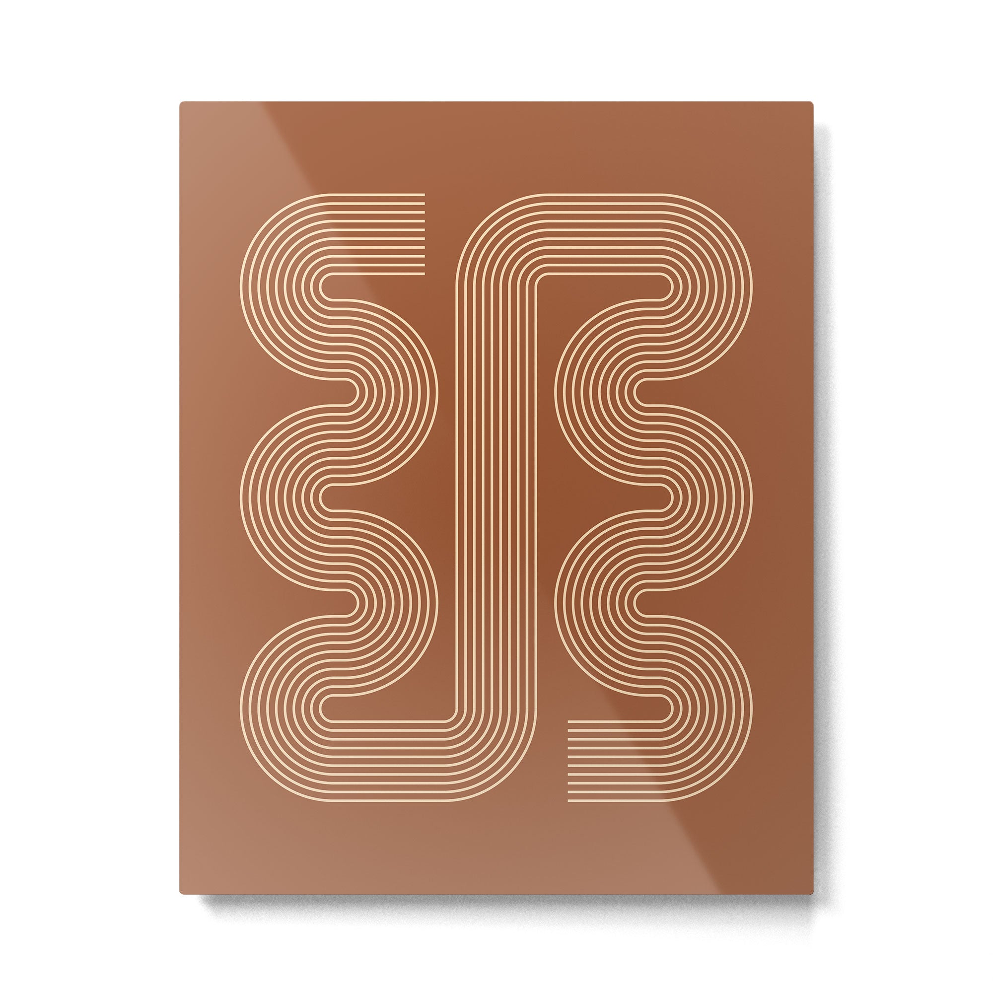 Geometric Lines in Terracotta and Beige 76 (Mid century Midern Rainbow Abstract) Metal Print Gallery Image 6