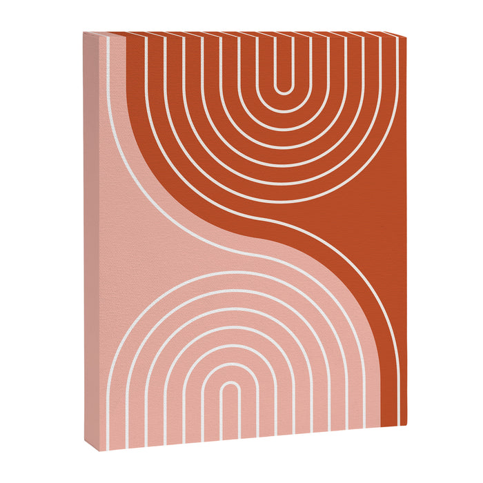 Geometric Lines in Terracotta Rose Gold 19 (Rainbow and Lines Abstraction) Canvas Print Gallery Image 1