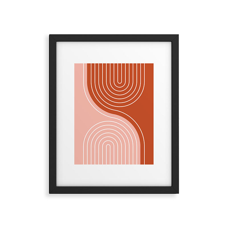 Geometric Lines in Terracotta Rose Gold 19 (Rainbow and Lines Abstraction) Framed Art Print Gallery Image 6