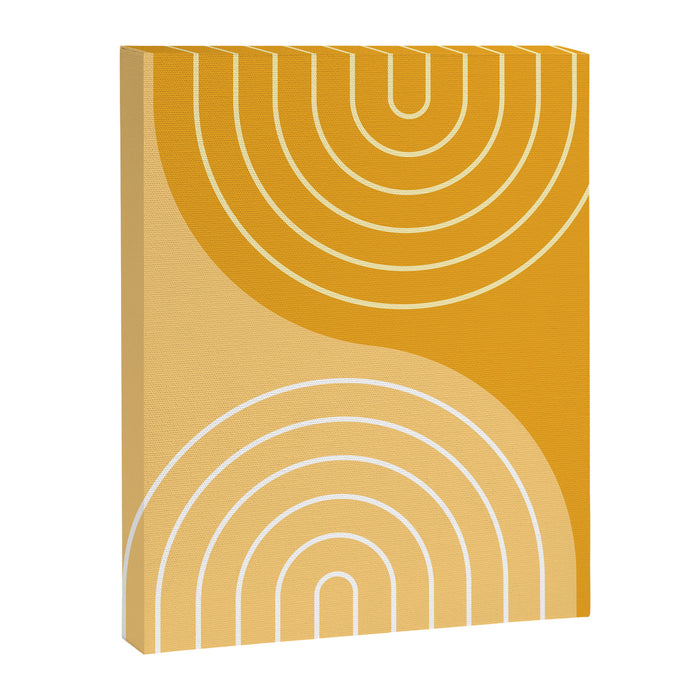 Geometric Lines Rainbow Abstract 11 in Mustard Yellow Gold Canvas Print Gallery Image 1