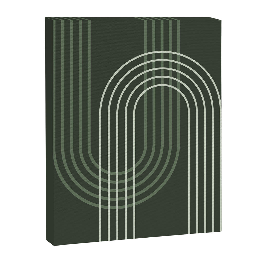 Geometric Lines Rainbow Abstract 5 in Forest Sage Green Canvas Print Gallery Image 8