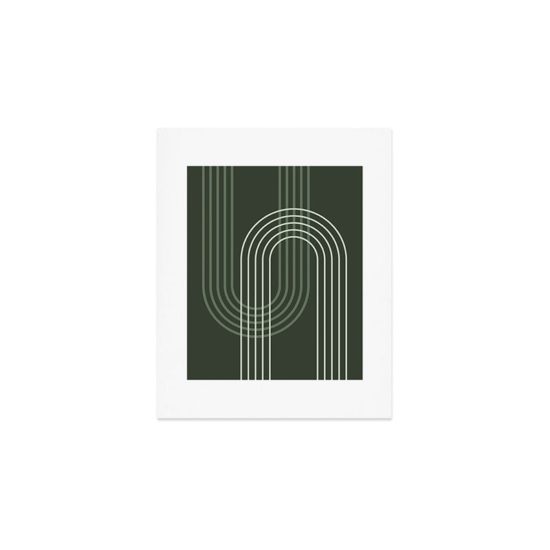 Geometric Lines Rainbow Abstract 5 in Forest Sage Green Art Print Gallery Image 1