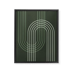 Geometric Lines Rainbow Abstract 5 in Forest Sage Green Framed Canvas Print Gallery Image 8