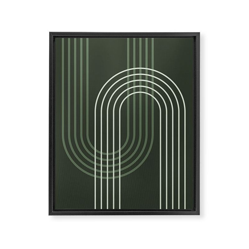 Geometric Lines Rainbow Abstract 5 in Forest Sage Green Framed Canvas Print Gallery Image 8