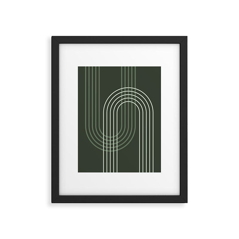 Geometric Lines Rainbow Abstract 5 in Forest Sage Green Framed Art Print Gallery Image 6
