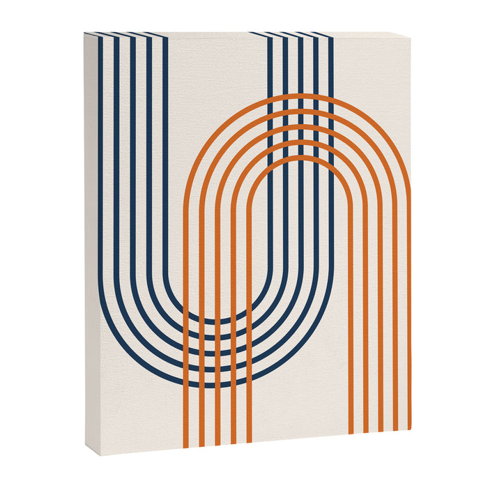 Geometric Lines Rainbow Abstract 5.1 in Navy Blue and Orange Canvas Print Gallery Image 1