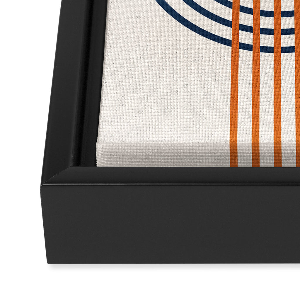 Geometric Lines Rainbow Abstract 5.1 in Navy Blue and Orange Framed Canvas Print Gallery Image 3