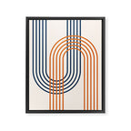 Geometric Lines Rainbow Abstract 5.1 in Navy Blue and Orange Framed Canvas Print Gallery Image 8