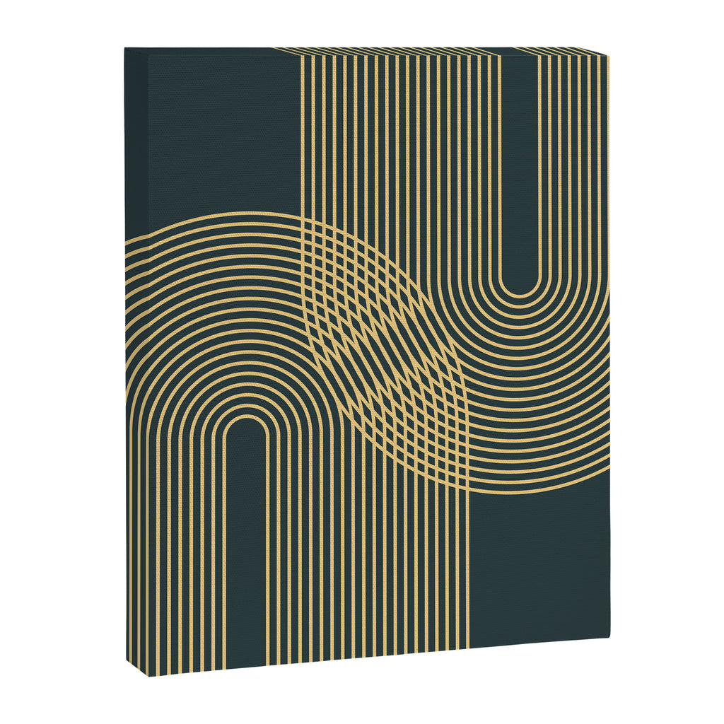 Geometric Lines Rainbows 19 in Slate Blue Gold Canvas Print Gallery Image 8