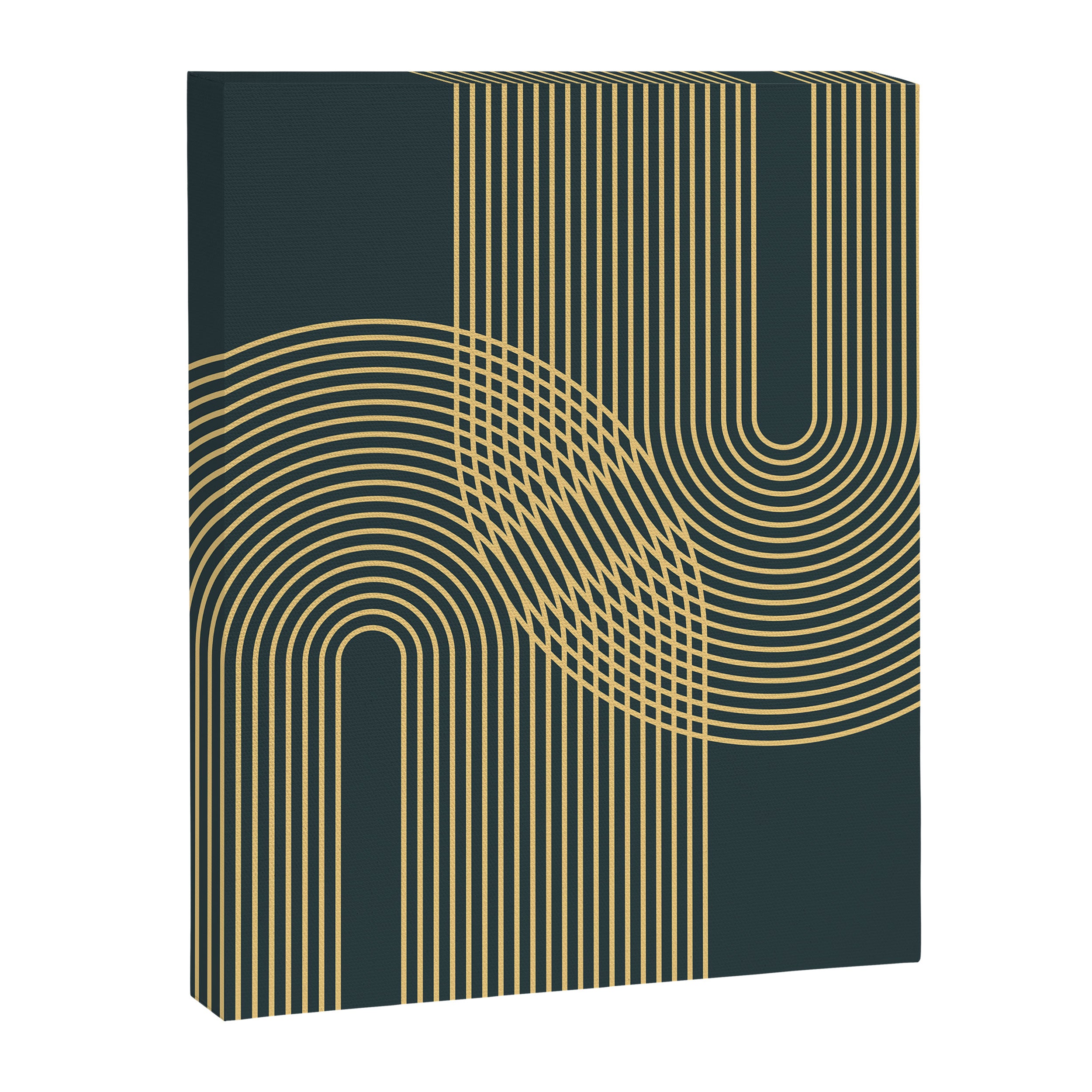 Geometric Lines Rainbows 19 in Slate Blue Gold Canvas Print Gallery Image 8