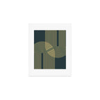 Geometric Lines Rainbows 19 in Slate Blue Gold Art Print Gallery Image 1