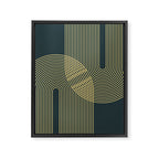 Geometric Lines Rainbows 19 in Slate Blue Gold Framed Canvas Print Gallery Image 8