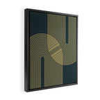 Geometric Lines Rainbows 19 in Slate Blue Gold Framed Canvas Print Gallery Image 2