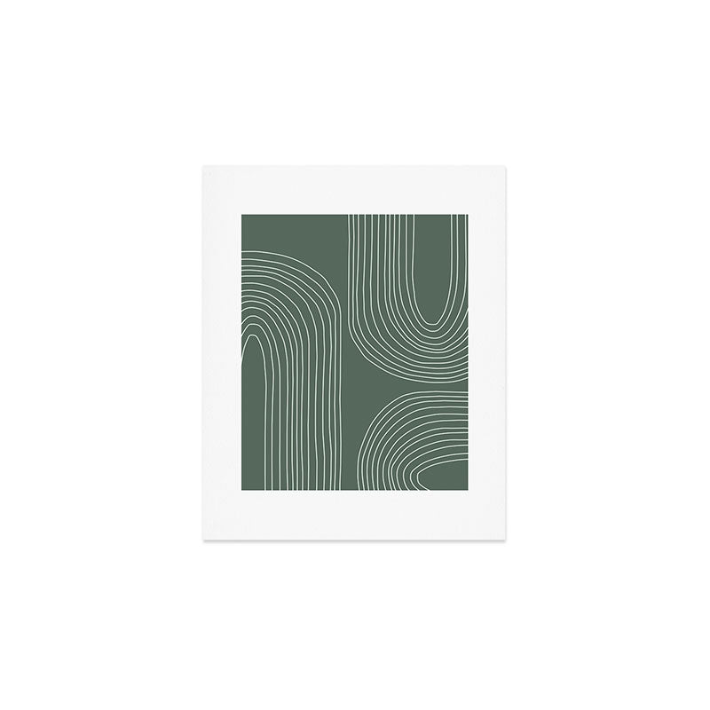 Hand drawn Geometric Lines in Forest Green 3 Art Print Gallery Image 1