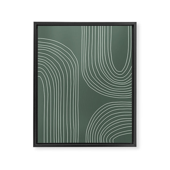 Hand drawn Geometric Lines in Forest Green 3 Framed Canvas Print Gallery Image 1