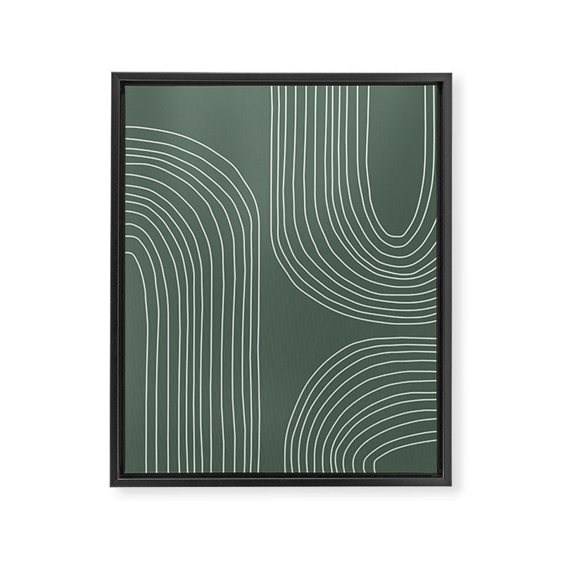 Hand drawn Geometric Lines in Forest Green 3 Framed Canvas Print Gallery Image 8