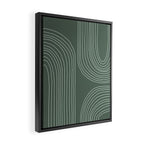 Hand drawn Geometric Lines in Forest Green 3 Framed Canvas Print Gallery Image 2