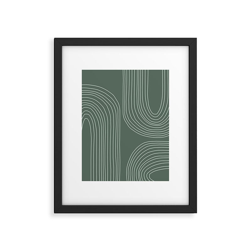 Hand drawn Geometric Lines in Forest Green 3 Framed Art Print Gallery Image 6