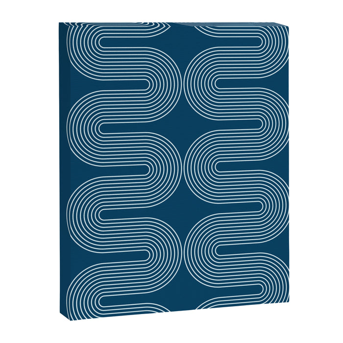 Mid Century Modern Geometric 101 in night Blue (Rainbow Abstract) Canvas Print Gallery Image 1