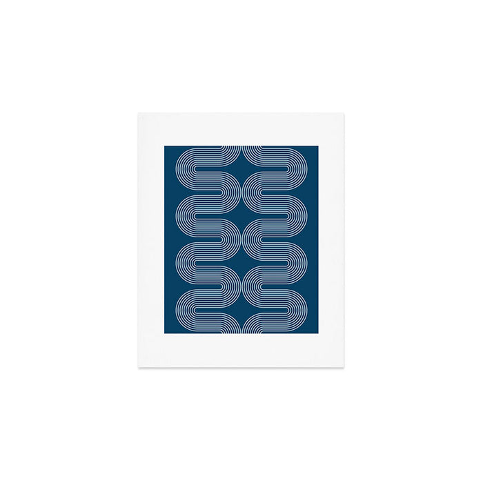 Mid Century Modern Geometric 101 in night Blue (Rainbow Abstract) Art Print Gallery Image 1
