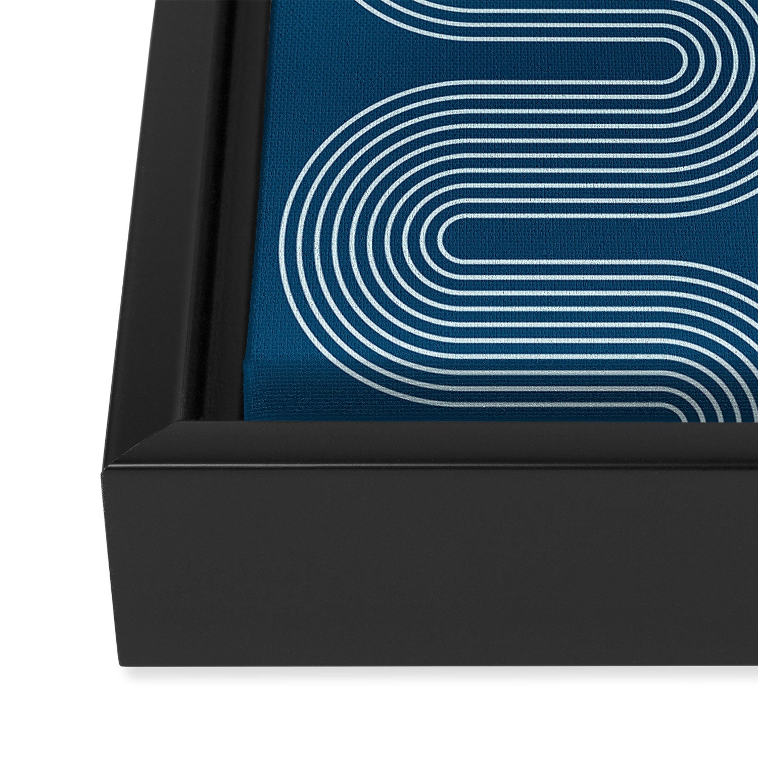 Mid Century Modern Geometric 101 in night Blue (Rainbow Abstract) Framed Canvas Print Gallery Image 3