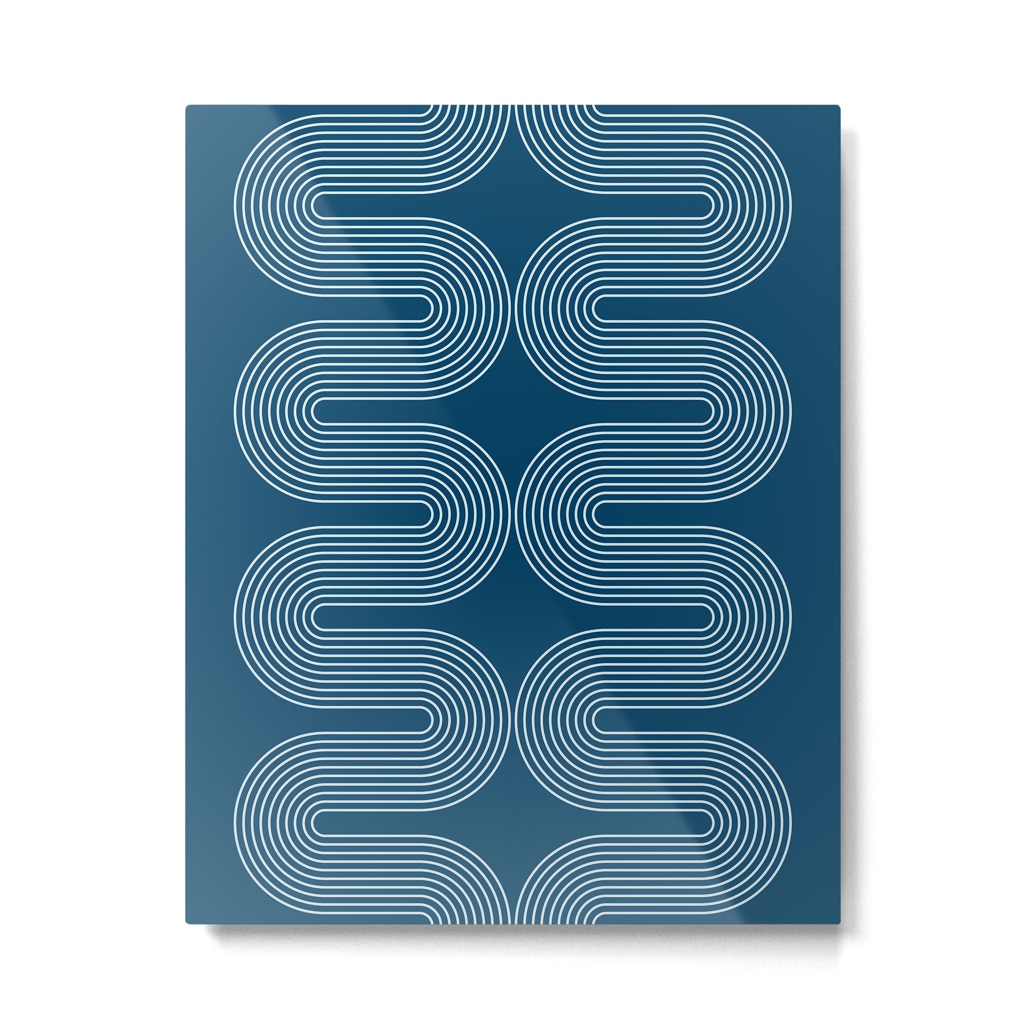 Mid Century Modern Geometric 101 in night Blue (Rainbow Abstract) Metal Print Gallery Image 6