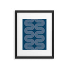 Mid Century Modern Geometric 101 in night Blue (Rainbow Abstract) Framed Art Print Gallery Image 6