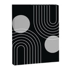 Mid Century Modern Geometric 109 in Black and White (Rainbow and Sun Abstraction) Canvas Print Gallery Image 8