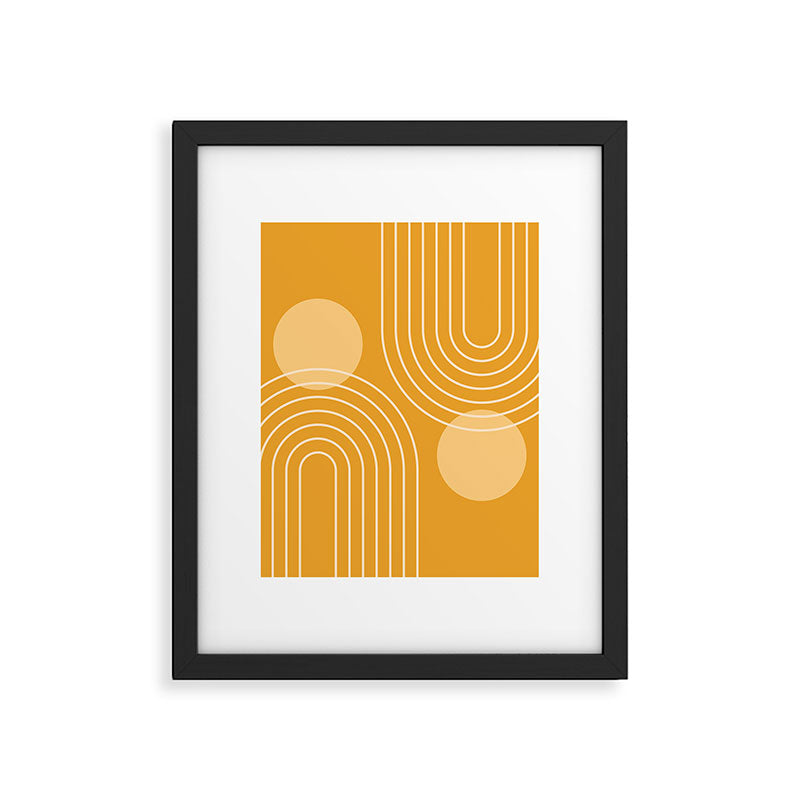 Mid Century Modern Geometric 118 in Yellow Gold Shades (Rainbow and Sun Abstraction) Framed Art Print Gallery Image 6