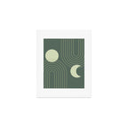 Mid Century Modern Geometric 126 in Forest Green Shades (Rainbow and Sun Abstraction) Art Print Gallery Image 1