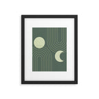 Mid Century Modern Geometric 126 in Forest Green Shades (Rainbow and Sun Abstraction) Framed Art Print Gallery Image 6