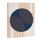 Mid Century Modern Geometric 162 Sun Rainbow abstract in Navy Blue Orange Canvas Print Gallery Image 8