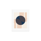 Mid Century Modern Geometric 162 Sun Rainbow abstract in Navy Blue Orange Art Print Gallery Image 1