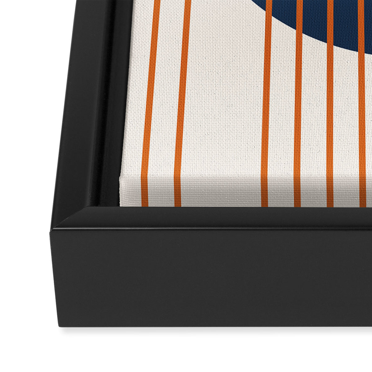 Mid Century Modern Geometric 162 Sun Rainbow abstract in Navy Blue Orange Framed Canvas Print Gallery Image 3