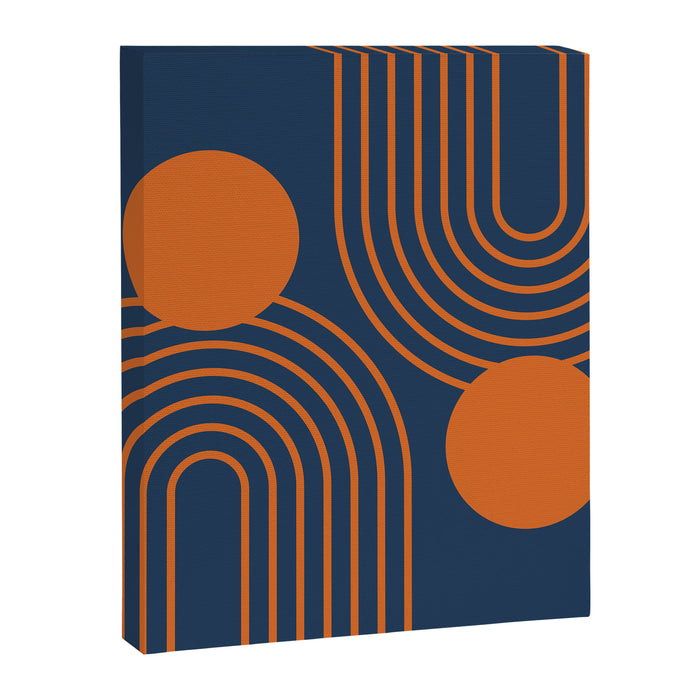 Mid Century Modern Geometric 186 in Navy Blue Orange Canvas Print Gallery Image 1