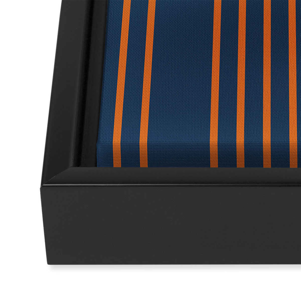 Mid Century Modern Geometric 186 in Navy Blue Orange Framed Canvas Print Gallery Image 3